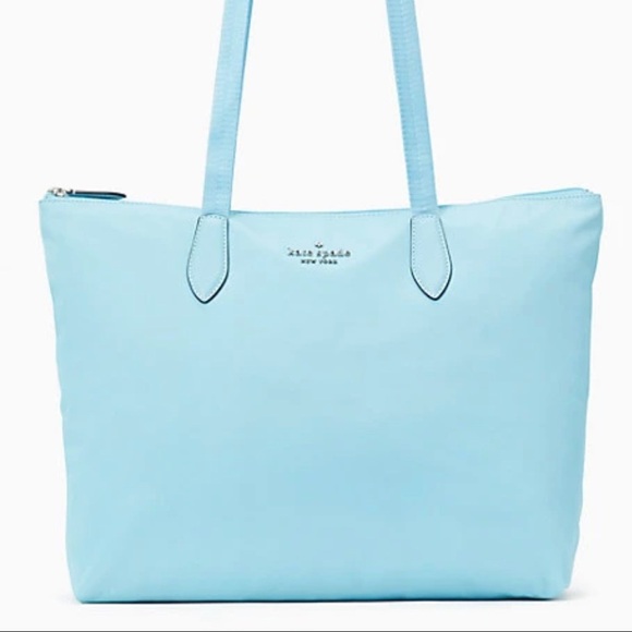 EUC Sold Out KATE SPADE New York Fountain Blue packable Mel Nylon Tote - Picture 1 of 14